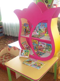 В групповом помещении выделено и оснащено детской художественной и познавательной литературой место под библиотеку для воспитанников в соответствии с их возрастными особенностями.